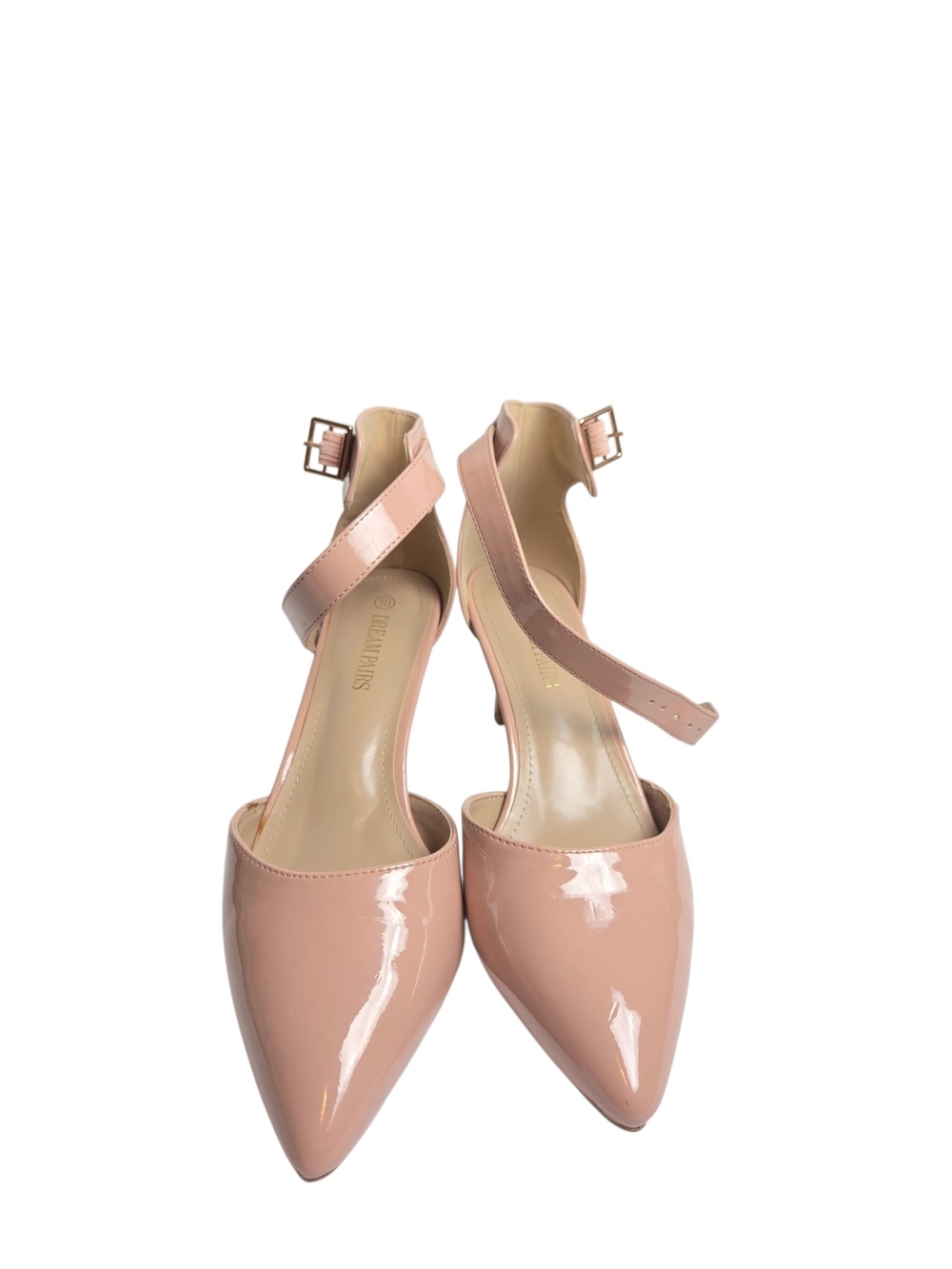 Dream Pairs Blush Patent Cross-Strap Kitten Heels